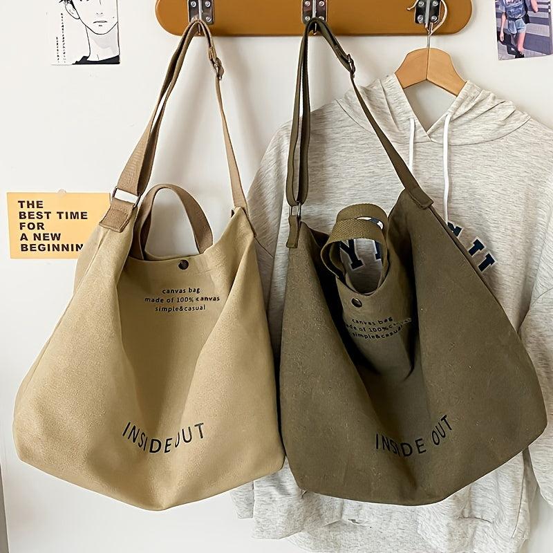 Casual Shoulder Bag Alphabet Print Handbag With Adjustable Strap