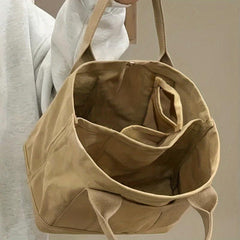 Canvas Tote Satchel Bag Lightweight for Work with Button