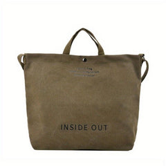 Letter Graphic Canvas Tote Bag Crossbody Shoulder Bag
