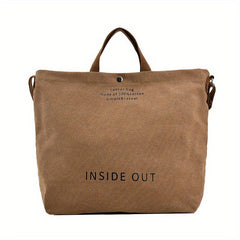 Letter Graphic Canvas Tote Bag Crossbody Shoulder Bag