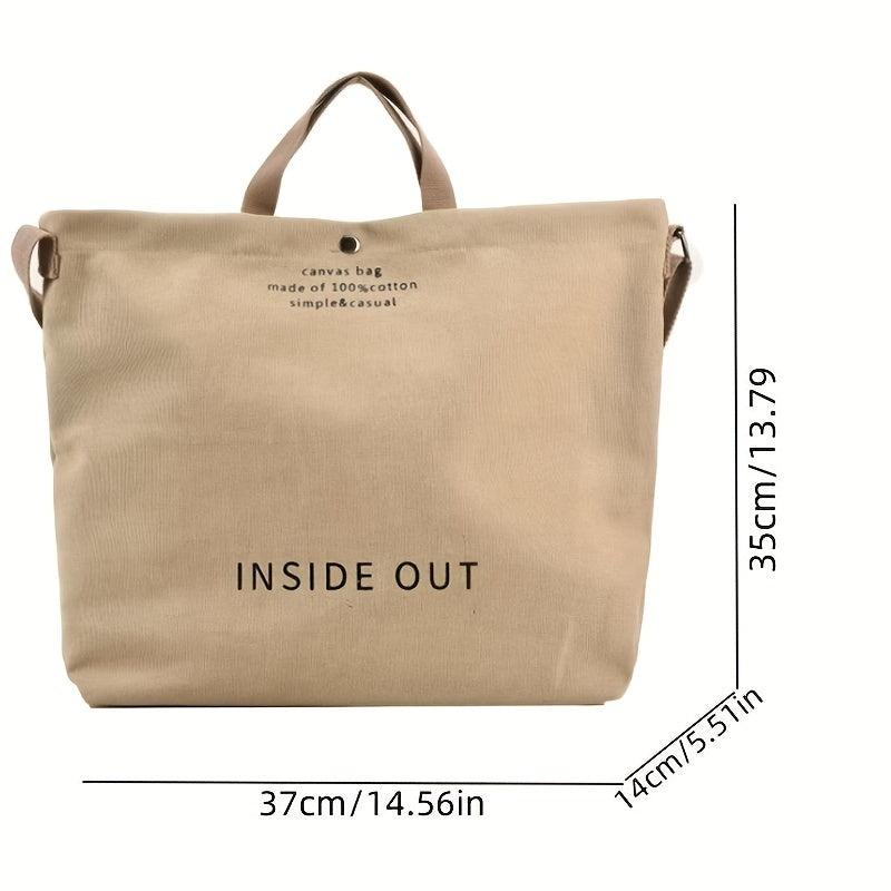 Letter Graphic Canvas Tote Bag Crossbody Shoulder Bag