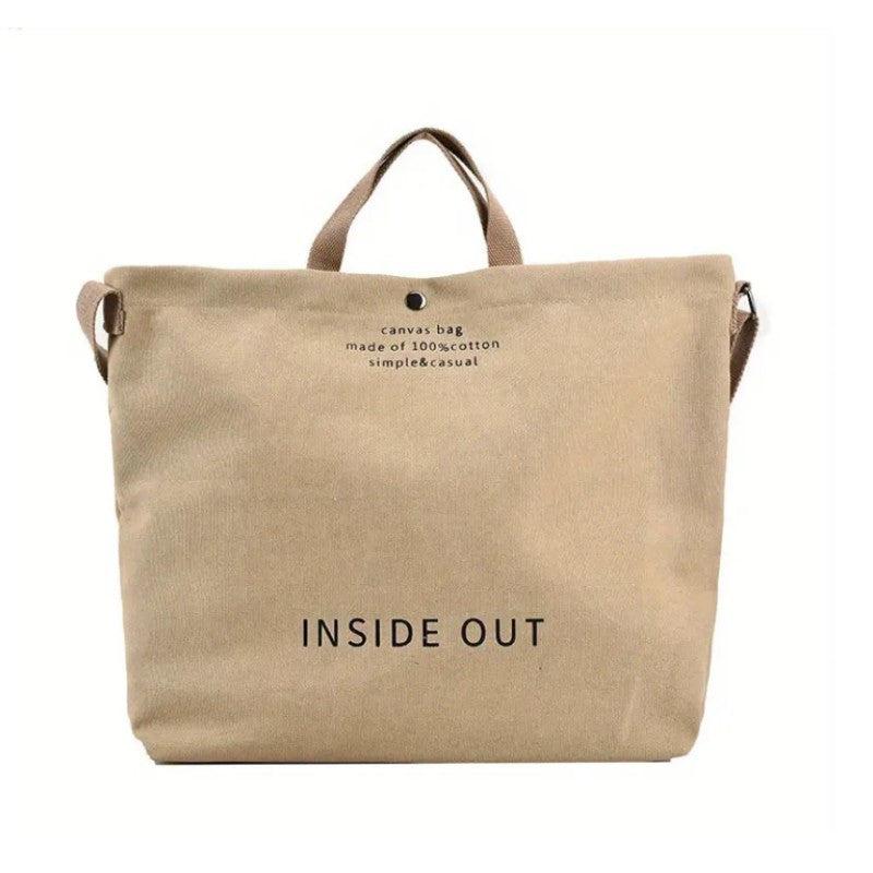 Letter Graphic Canvas Tote Bag Crossbody Shoulder Bag