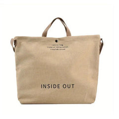 Letter Graphic Canvas Tote Bag Crossbody Shoulder Bag