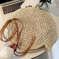 Boho Style Straw Shoulder Bag Large Capacity Beach Bag