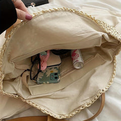 Boho Style Straw Shoulder Bag Large Capacity Beach Bag