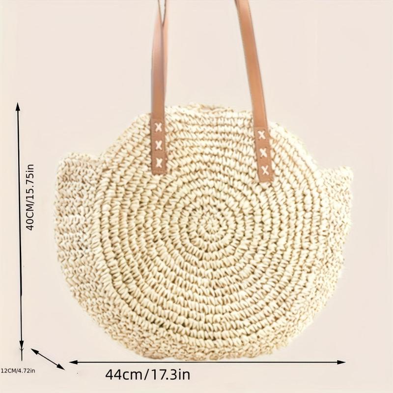 Boho Style Straw Shoulder Bag Large Capacity Beach Bag