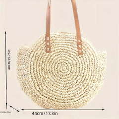 Boho Style Straw Shoulder Bag Large Capacity Beach Bag