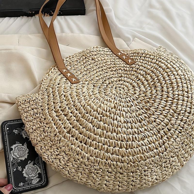 Boho Style Straw Shoulder Bag Large Capacity Beach Bag