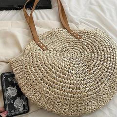Boho Style Straw Shoulder Bag Large Capacity Beach Bag