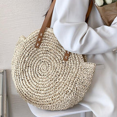 Boho Style Straw Shoulder Bag Large Capacity Beach Bag