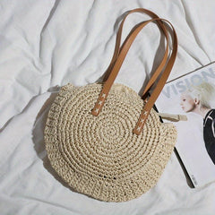 Boho Style Straw Shoulder Bag Large Capacity Beach Bag