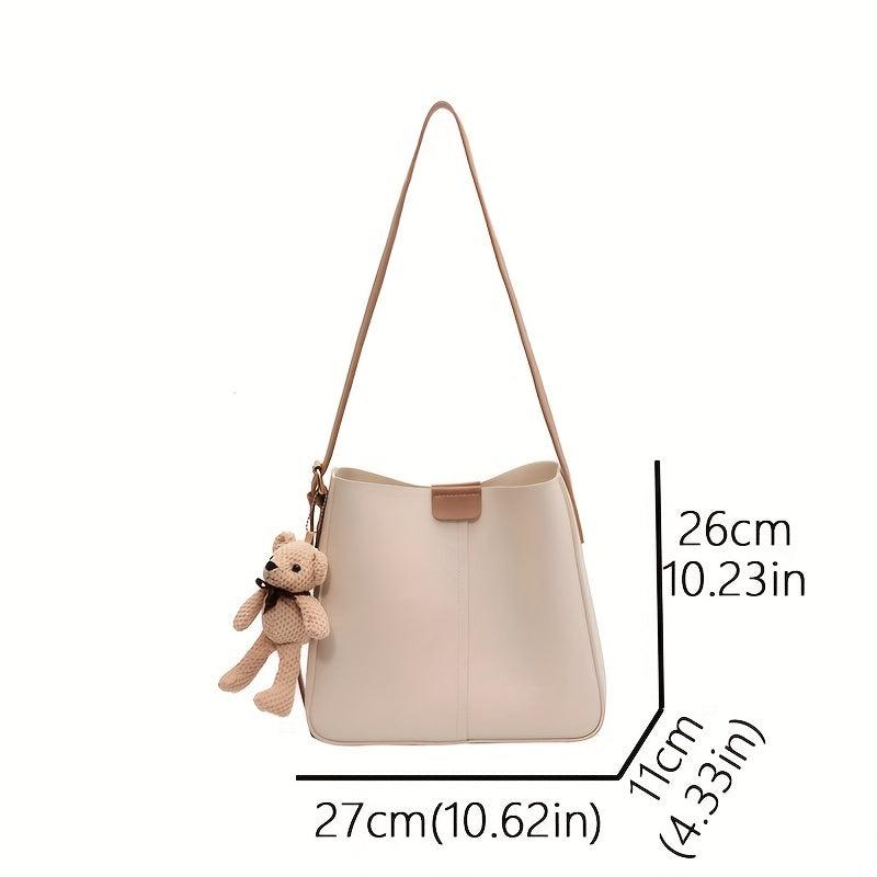 Retro PU Leather Shoulder Bag Large Capacity Tote Bag Women's Classic Bucket Bag