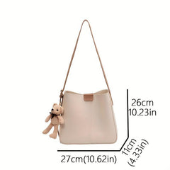 Retro PU Leather Shoulder Bag Large Capacity Tote Bag Women's Classic Bucket Bag