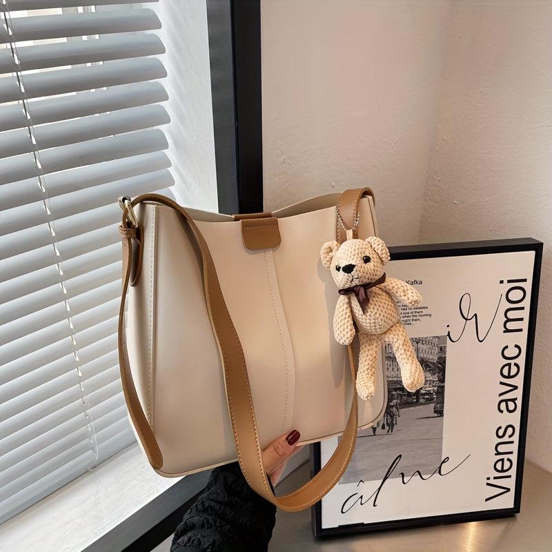Retro PU Leather Shoulder Bag Large Capacity Tote Bag Women's Classic Bucket Bag