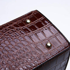 Women's Crocodile Embossed Tote Bag Large Capacity Handbag