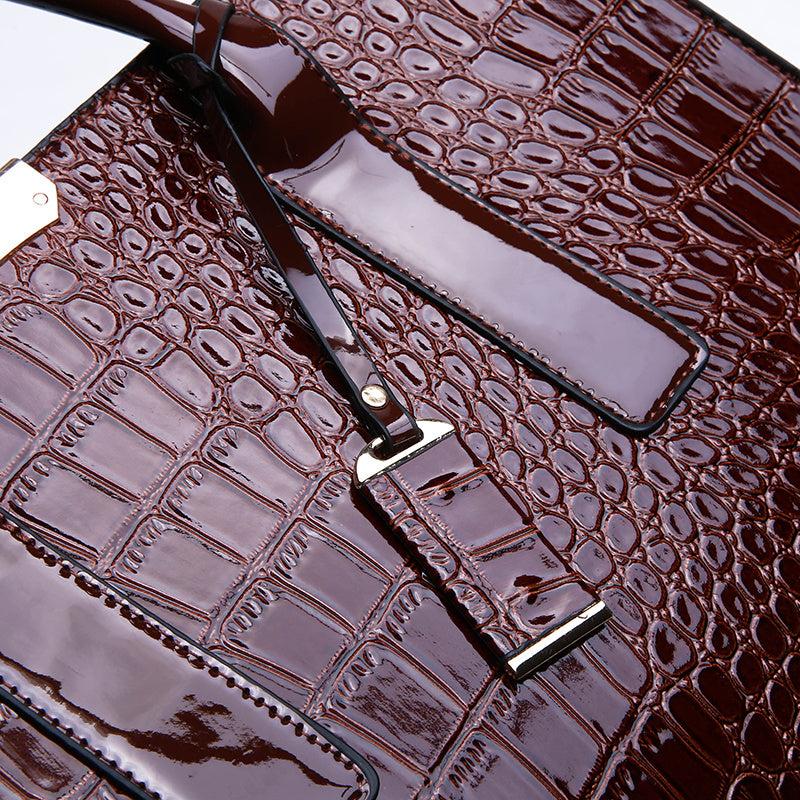 Women's Crocodile Embossed Tote Bag Large Capacity Handbag