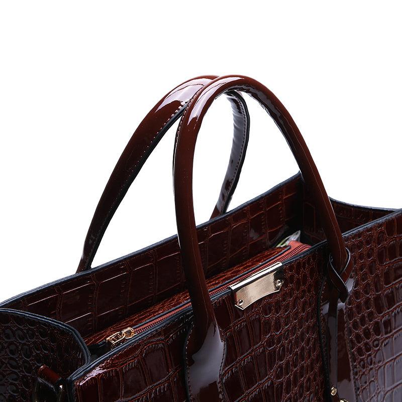 Women's Crocodile Embossed Tote Bag Large Capacity Handbag