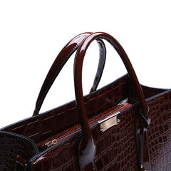 Women's Crocodile Embossed Tote Bag Large Capacity Handbag