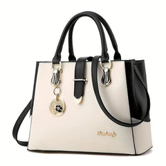 Contrast Handbag PU Crossbody Top Handle Satchel Purse