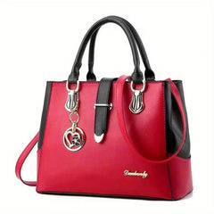 Contrast Handbag PU Crossbody Top Handle Satchel Purse