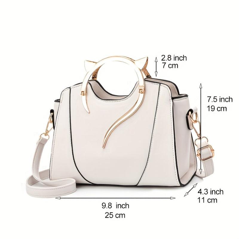 Solid Versatile Tote Bag Zipper Faux Leather Shoulder Bag