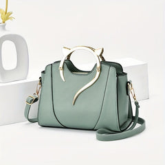 Solid Versatile Tote Bag Zipper Faux Leather Shoulder Bag