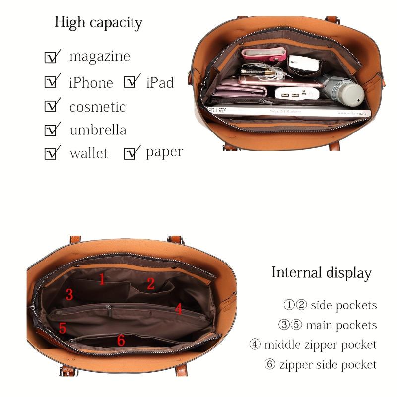 Soft Leather Tote Bag Large Capacity Casual Shoulder Crossbody Bag