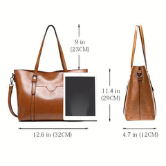 Soft Leather Tote Bag Large Capacity Casual Shoulder Crossbody Bag