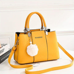 Women's Pom Pom Tote Shoulder Bag Large Capacity All Match Bag