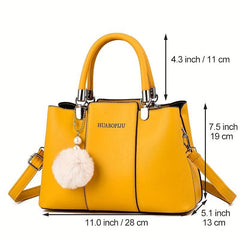 Women's Pom Pom Tote Shoulder Bag Large Capacity All Match Bag