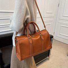 Large Capacity Boston Bag PU Leather Shoulder Bag