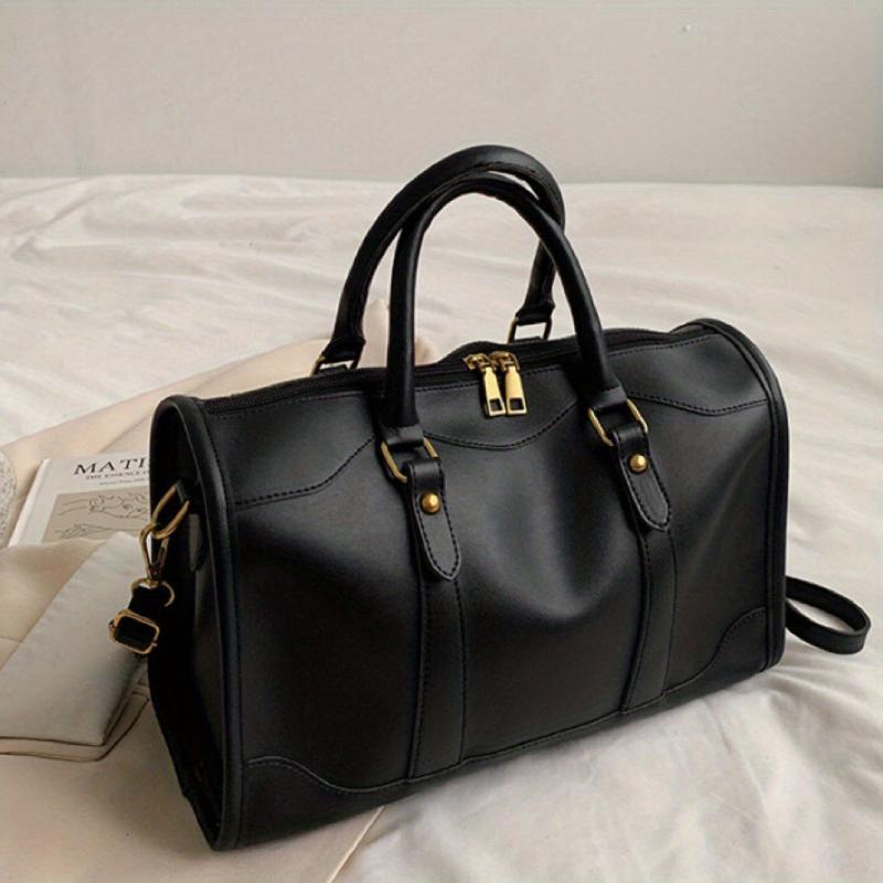 Large Capacity Boston Bag PU Leather Shoulder Bag