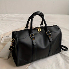 Large Capacity Boston Bag PU Leather Shoulder Bag