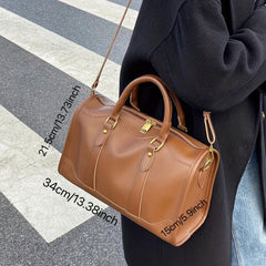 Large Capacity Boston Bag PU Leather Shoulder Bag