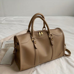 Large Capacity Boston Bag PU Leather Shoulder Bag