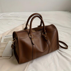 Large Capacity Boston Bag PU Leather Shoulder Bag