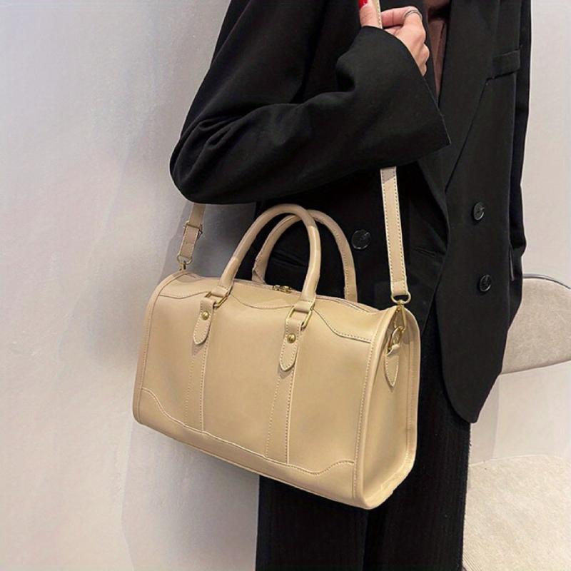 Large Capacity Boston Bag PU Leather Shoulder Bag