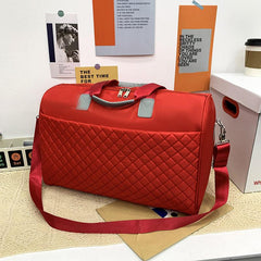 Argyle Pattern Duffel Bag Zipper Travel Storage Bag Large Capacity Weekender