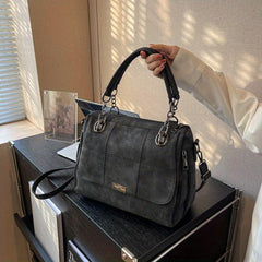 Retro Frosted Tote Bag Classic PU Leather Handbag Women's Shoulder