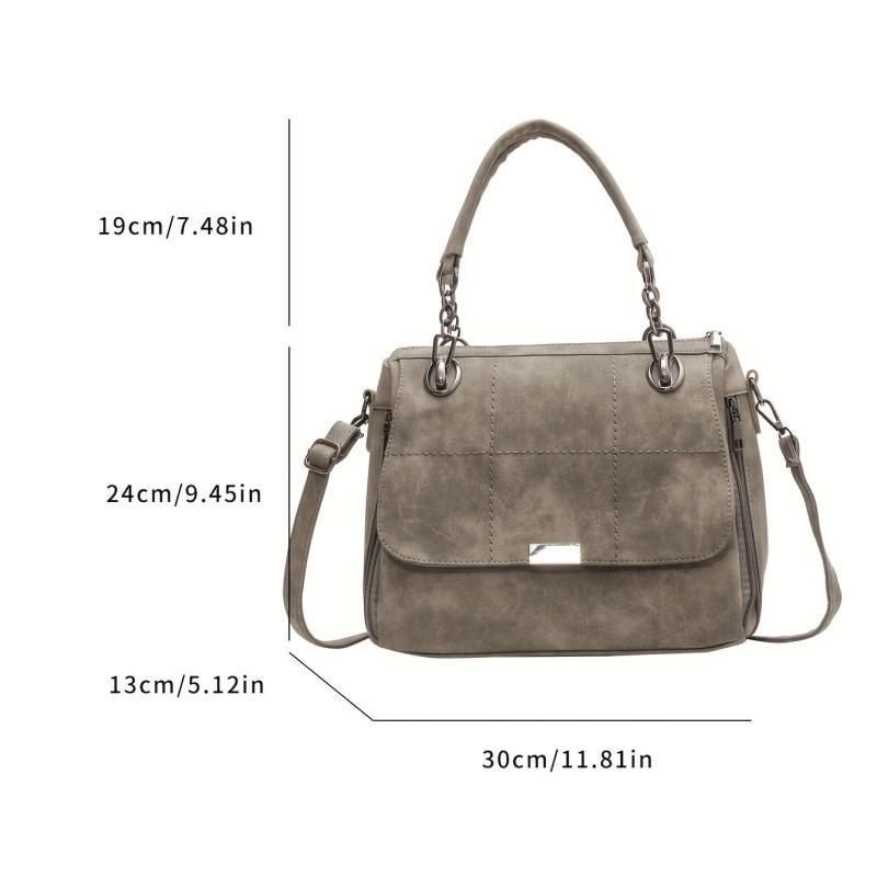 Retro Frosted Tote Bag Classic PU Leather Handbag Women's Shoulder