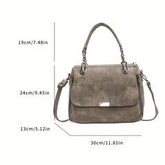 Retro Frosted Tote Bag Classic PU Leather Handbag Women's Shoulder