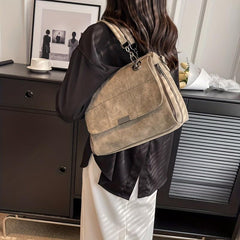 Retro Frosted Tote Bag Classic PU Leather Handbag Women's Shoulder