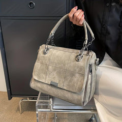 Retro Frosted Tote Bag Classic PU Leather Handbag Women's Shoulder