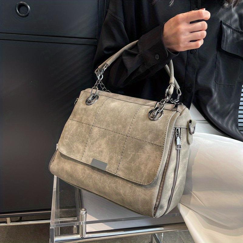 Retro Frosted Tote Bag Classic PU Leather Handbag Women's Shoulder