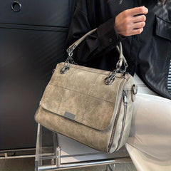 Retro Frosted Tote Bag Classic PU Leather Handbag Women's Shoulder