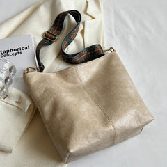 Vintage Tote Bag Large Capacity Shoulder Bag Wide Strap All Match Bag