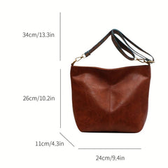 Vintage Tote Bag Large Capacity Shoulder Bag Wide Strap All Match Bag