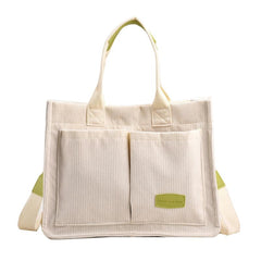 Corduroy Tote Bag Large Capacity Women's Handbag & Shoulder Purse