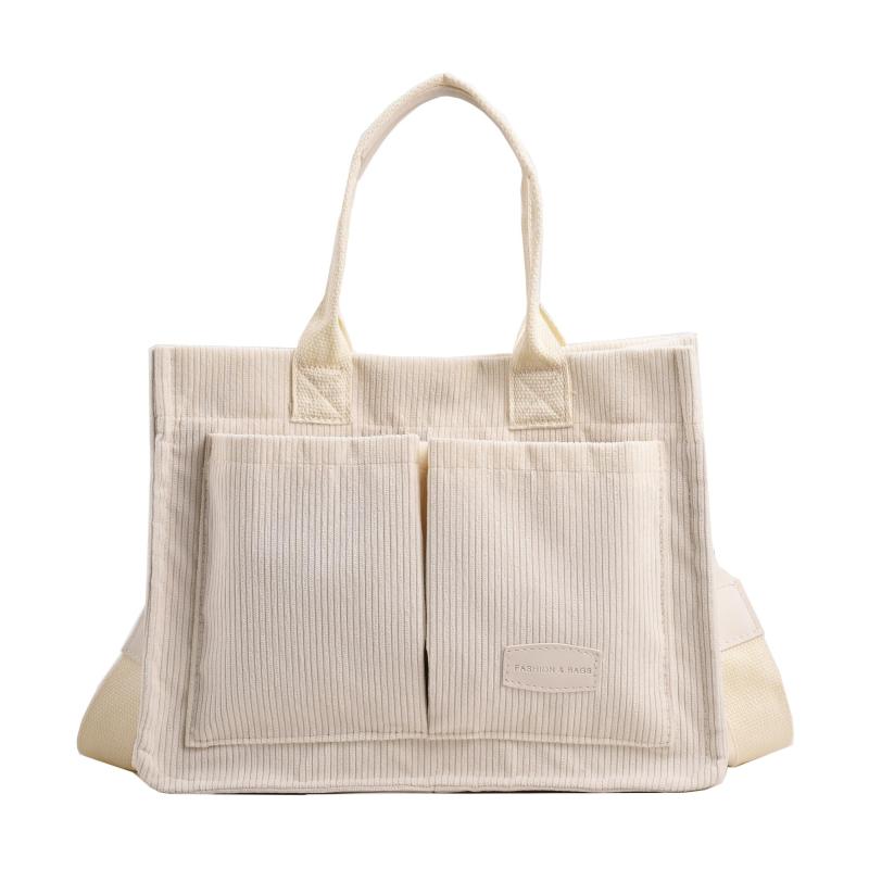 Corduroy Tote Bag Large Capacity Women's Handbag & Shoulder Purse