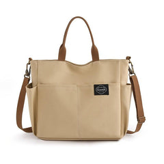 Large Canvas Tote Shoulder Bag Lightweight Solid Handbag